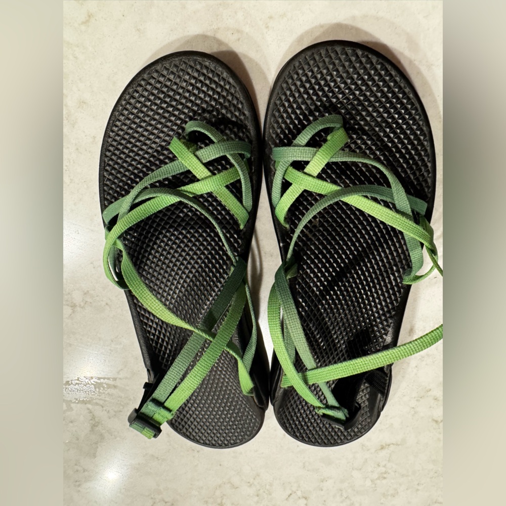Chaco Black and Green Strappy Sandals
